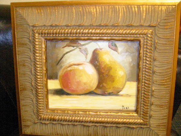 Still Life Fruits Oil On Board Signed Painting