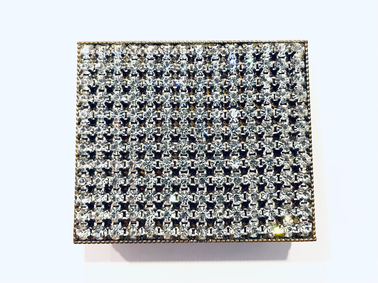 A Mid Century Modern Embellished Crystals Powder Compact