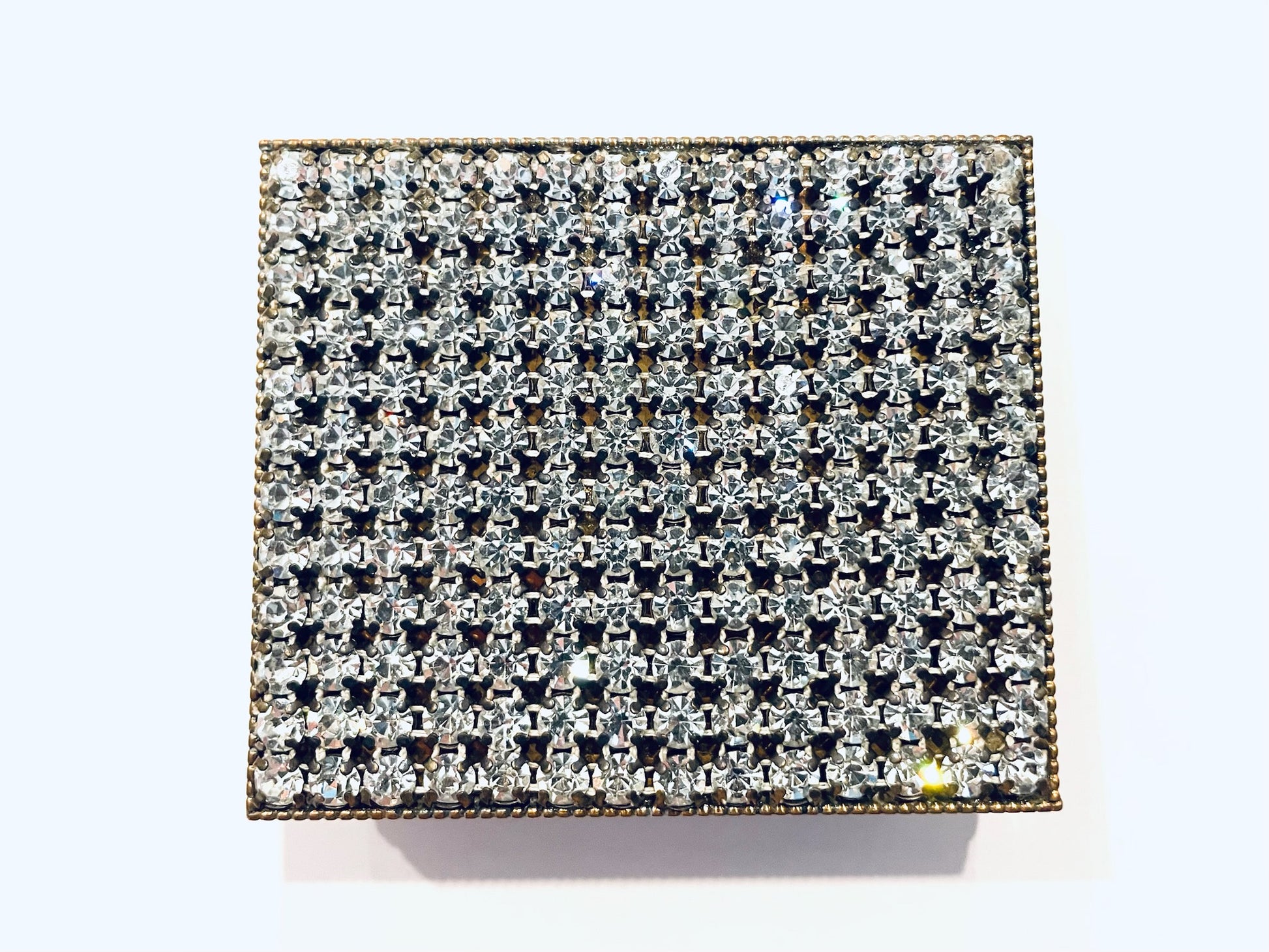 A Mid Century Modern Embellished Crystals Powder Compact