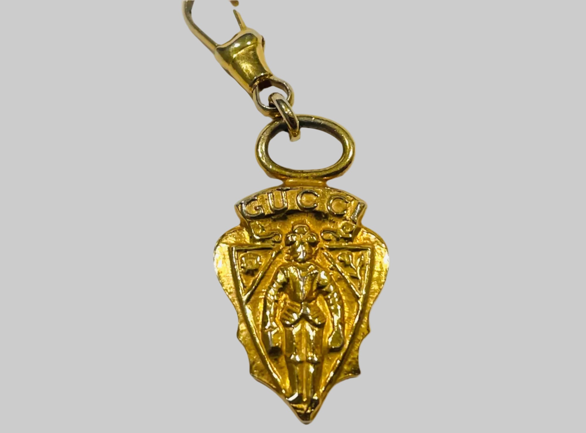 Vintage Gucci Gold Tone Armour Knight Pendant Charm – Designer