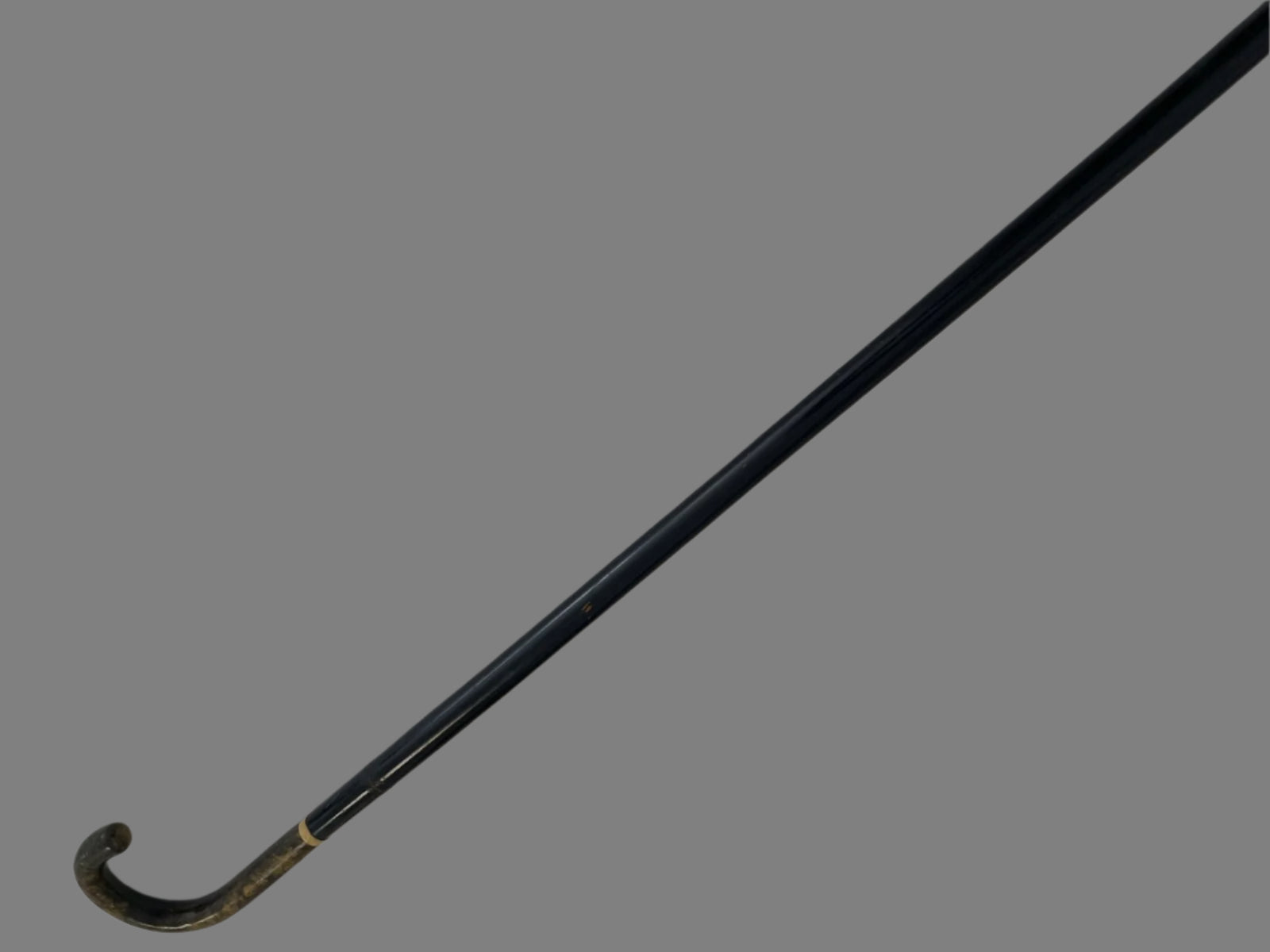 Black cane on a light gray background