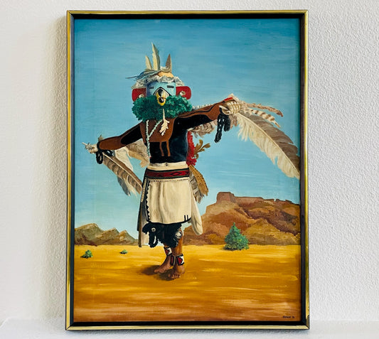 Impressionist Native Dancer Oil On Canvas Signed Catlin 72