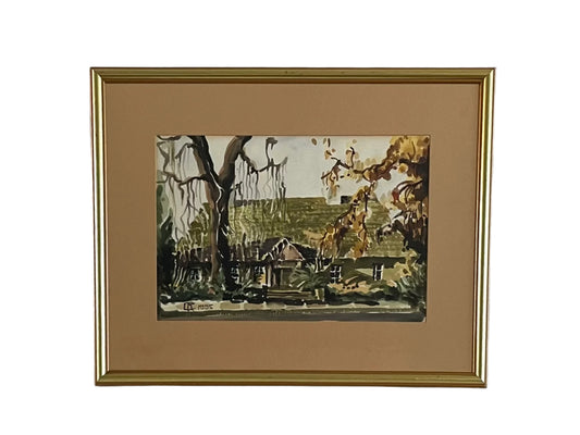 Impressionist Watercolor Gouache Signed In Monogram CR 1995