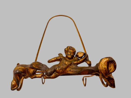Bronze Easel With Cherub and Signature 