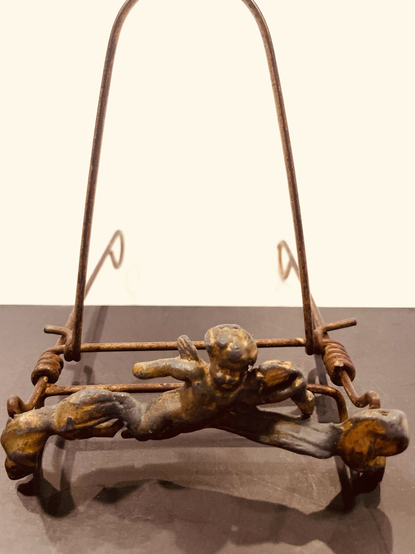 Bronze Cherub Easel With Signature 