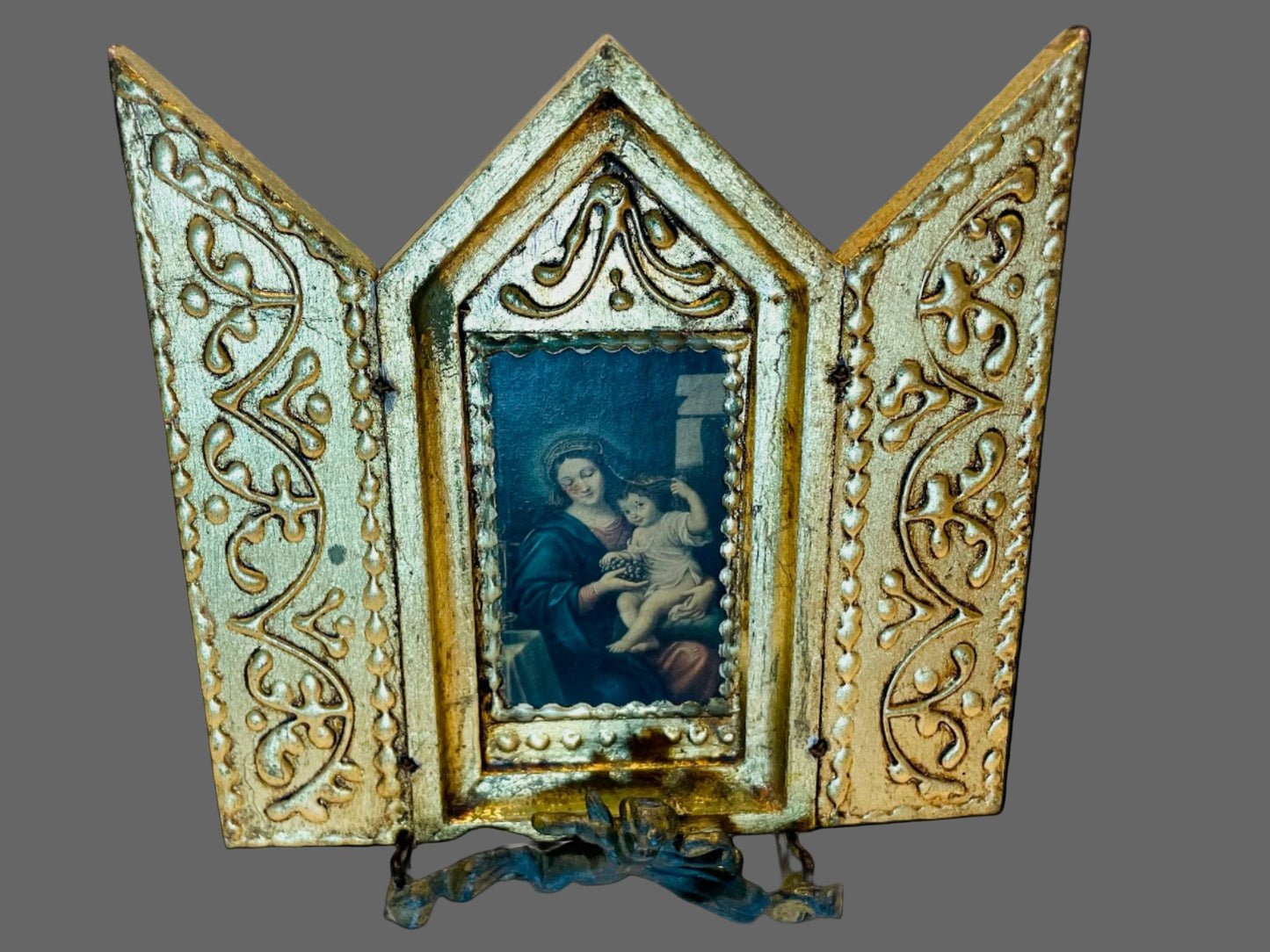 Madonna and Child  Gild Decorated Tryptich 