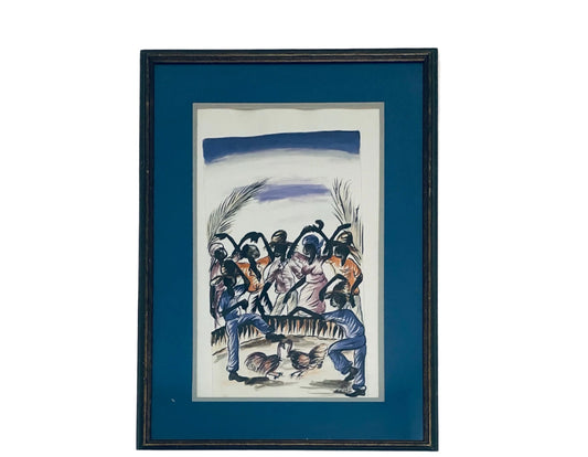 Haiti F Andre Turkey Dance Signed Watercolor Gouache