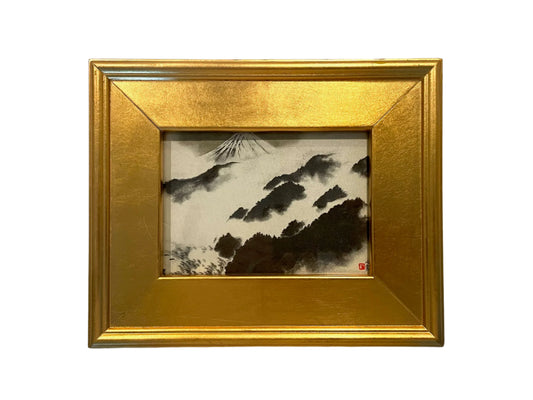 Taikan Yokoyama Japan Mount Fuji On Gold Frame Print On Silk
