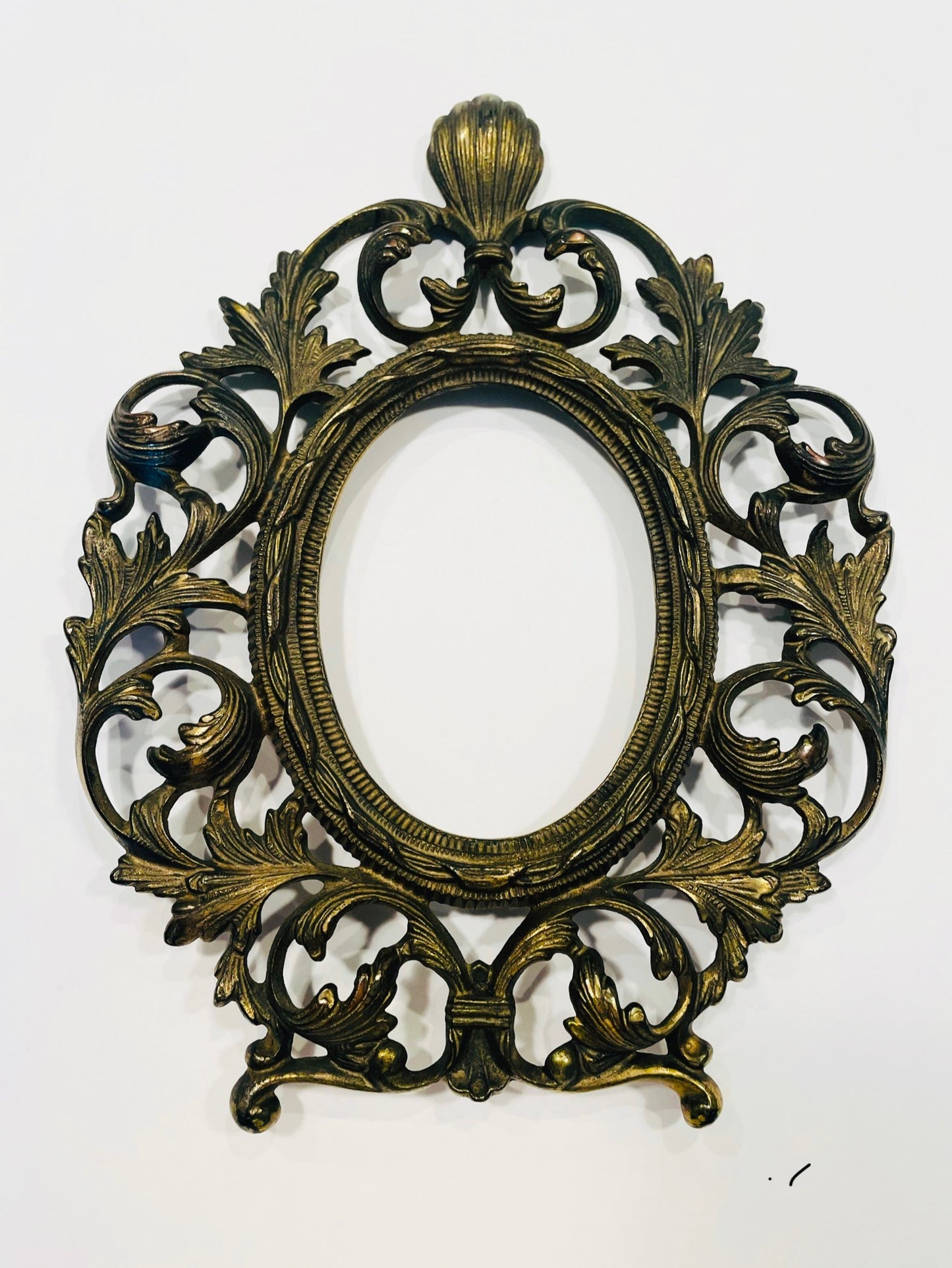 Rococo Style Acanthus Crested Bronze Picture Frame Marked Warner Numbered