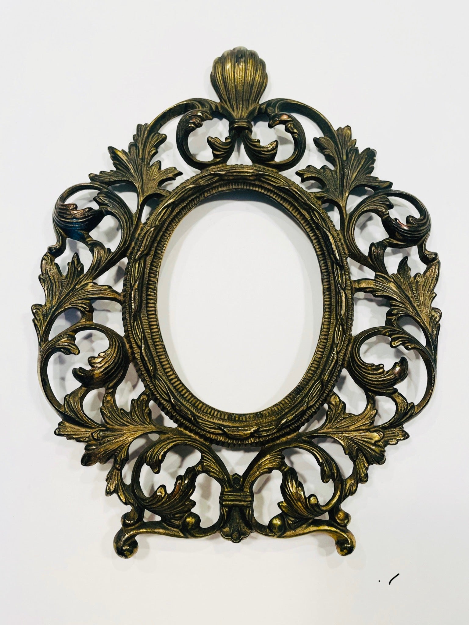 Rococo Style Acanthus Crested Bronze Picture Frame Marked Warner Numbered