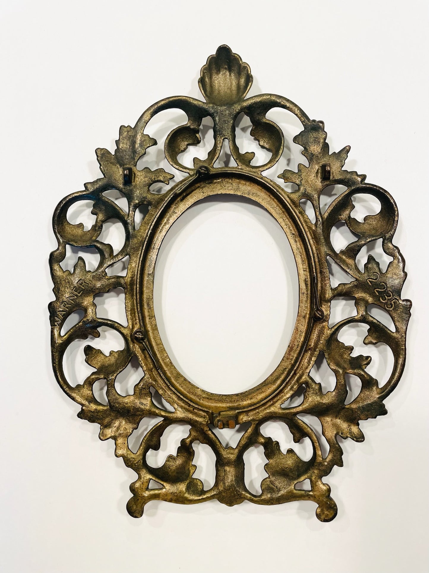 Rococo Style Acanthus Crested Bronze Picture Frame Marked Warner Numbered