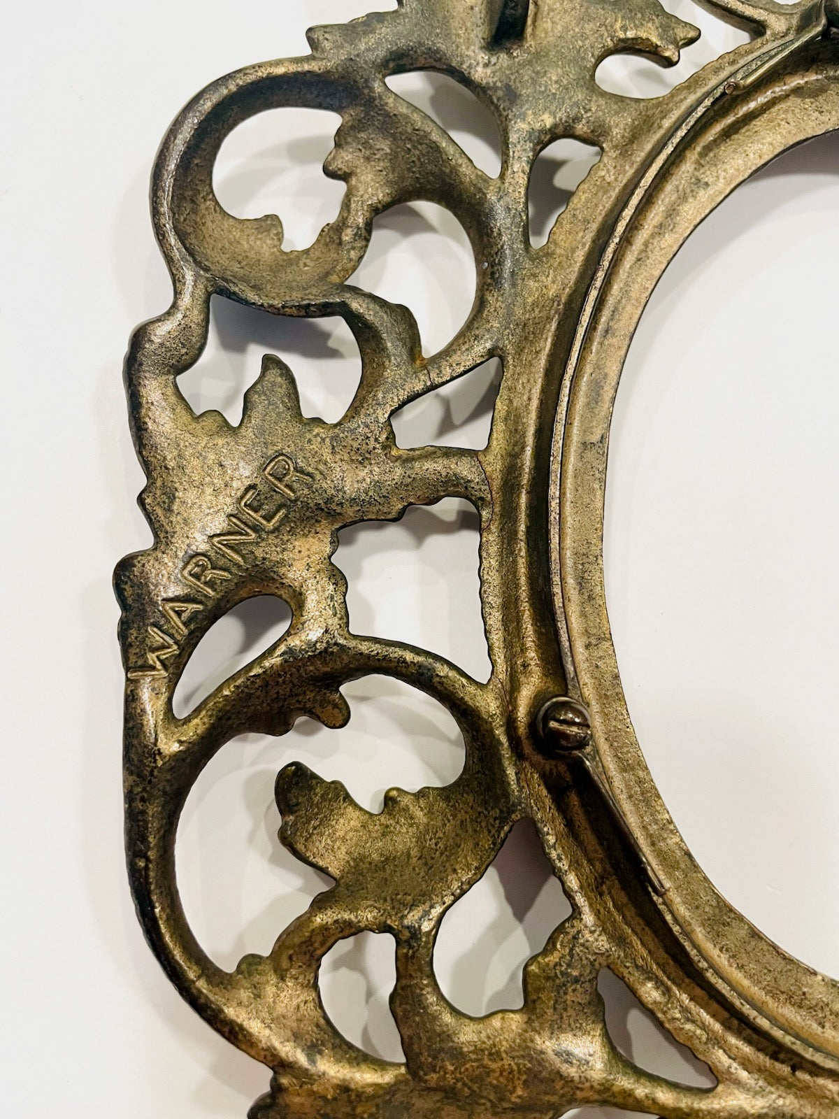 Rococo Style Acanthus Crested Bronze Picture Frame Marked Warner Numbered