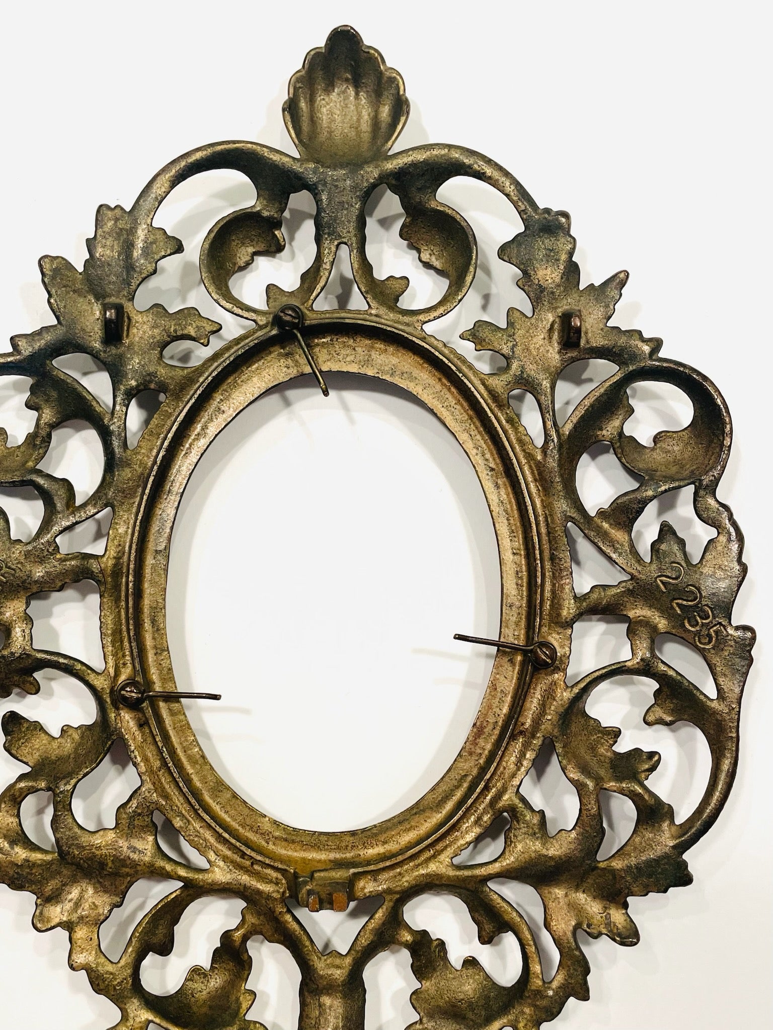 Rococo Style Acanthus Crested Bronze Picture Frame Marked Warner Numbered