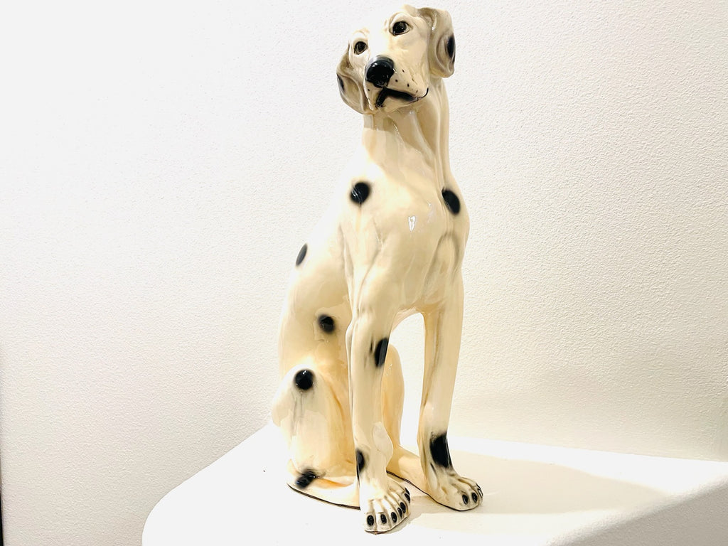 A Lifesize Signed Decorative Mid Century Modern Ceramic Dalmatian Dog