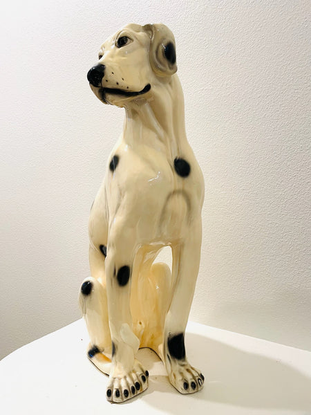 A Lifesize Signed Decorative Mid Century Modern Ceramic Dalmatian Dog