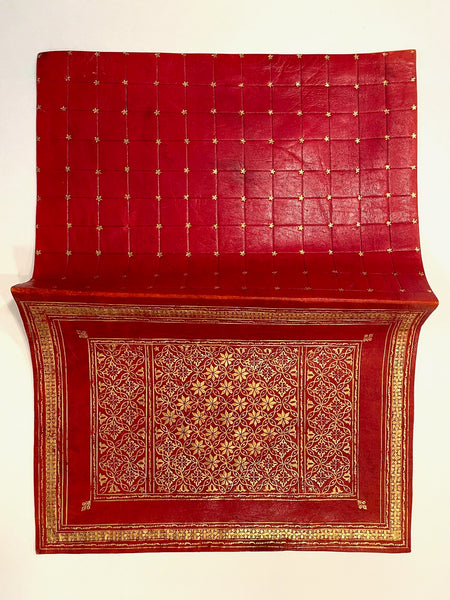 Italian Red Leather Book Cover 22 Carat Gold Star Shields Embossed