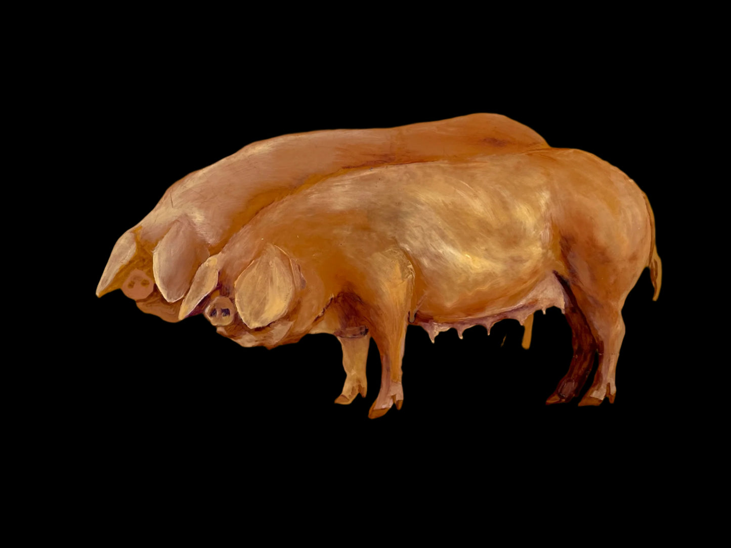 Twin Pigs Painting On Lucite Panel