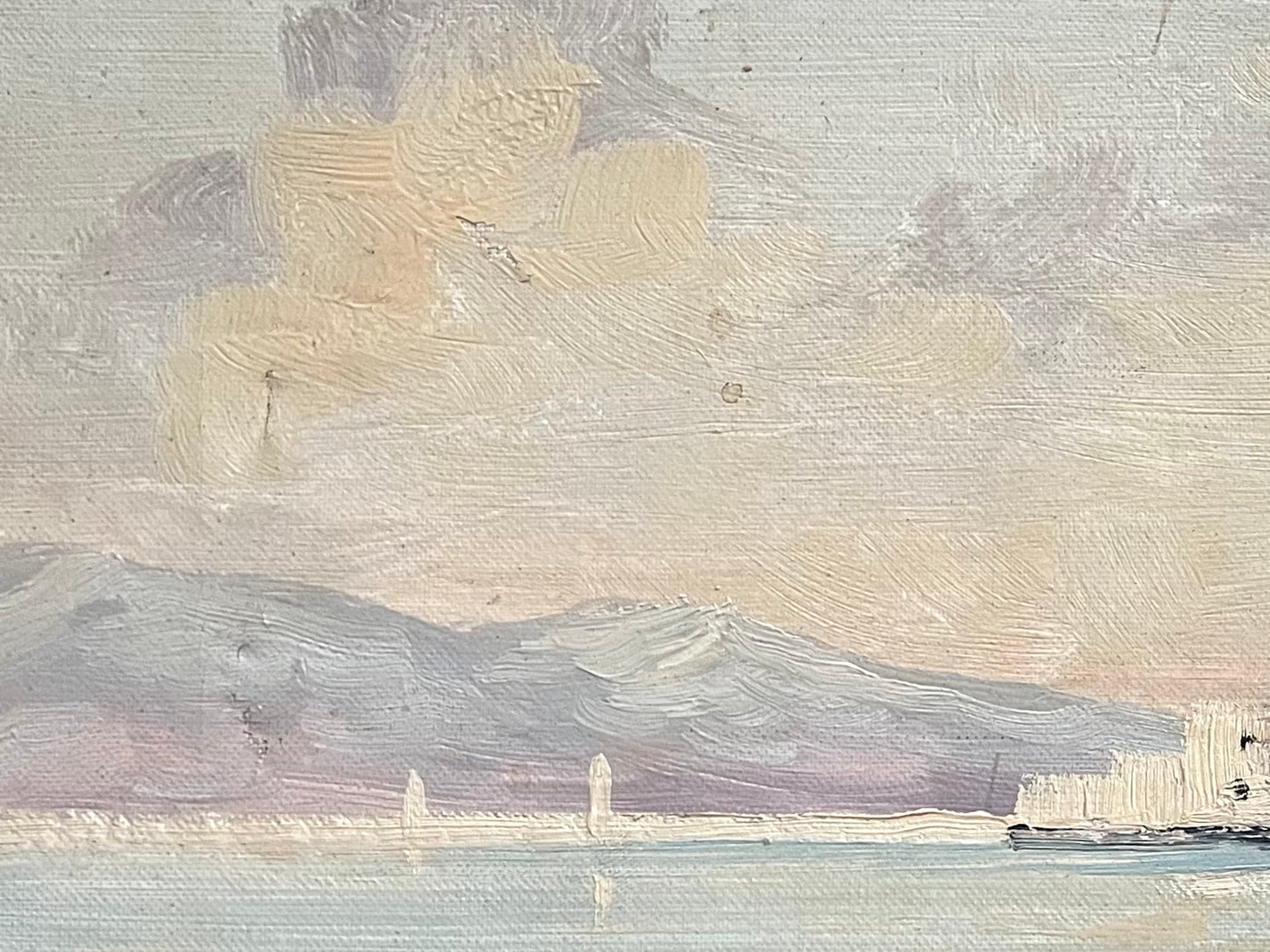 Impressionist Mediterranian Seaside Marine Oil On Canvas Signed By Artist