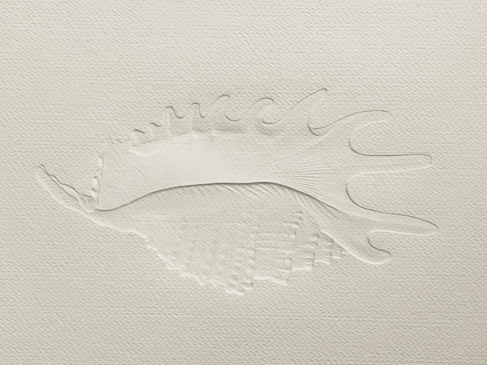 Bas Relief Paper Sculpting White on White Seashell Design Art