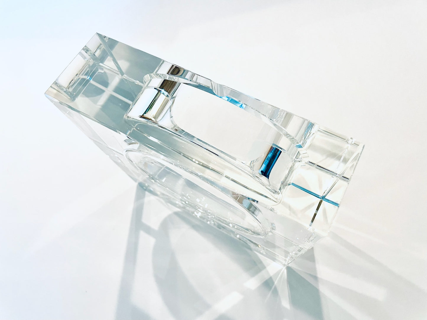 A Minimalist Hand Cut Crystal Square Large Ashtray