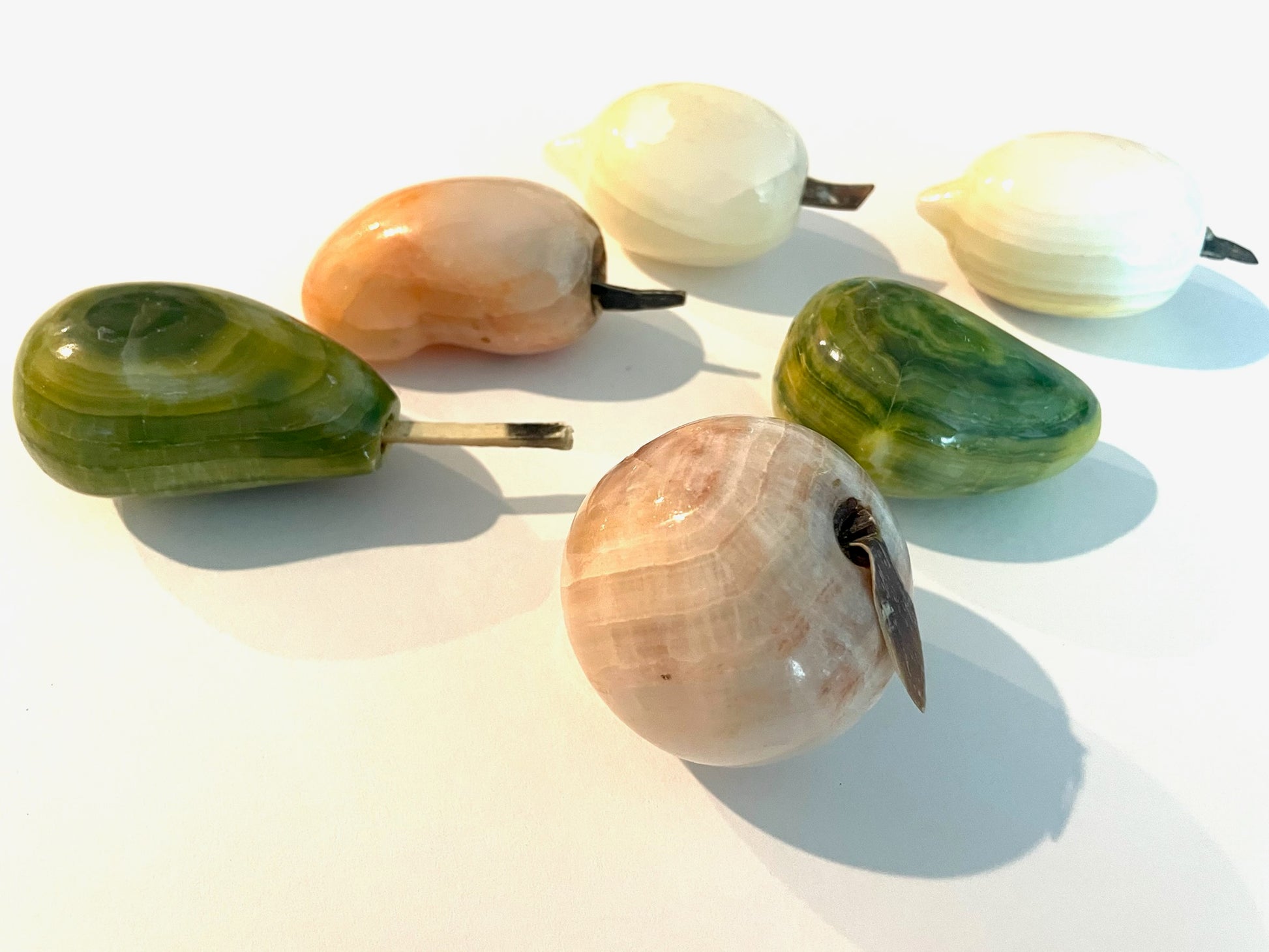 Hard Stone Stemmed Various Fruits Group Chalcedony Style