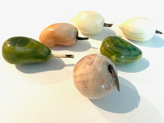 Hard Stone Stemmed Various Fruits Group Chalcedony Style