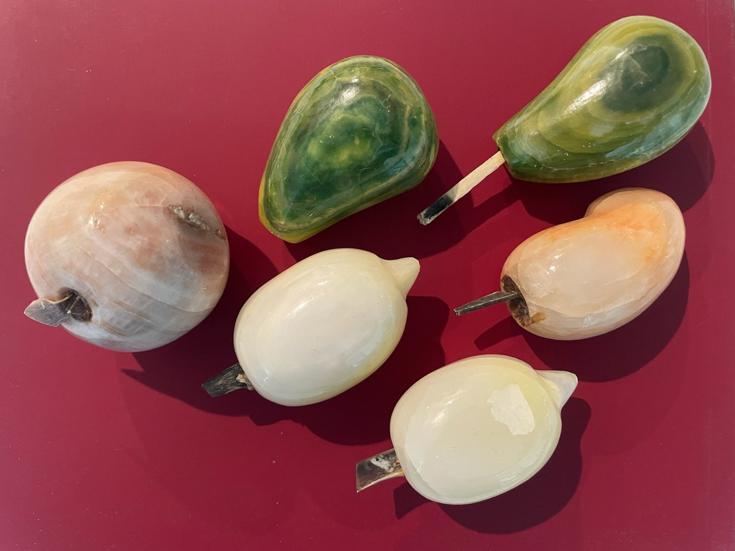 Hard Stone Stemmed Various Fruits Group Chalcedony Style