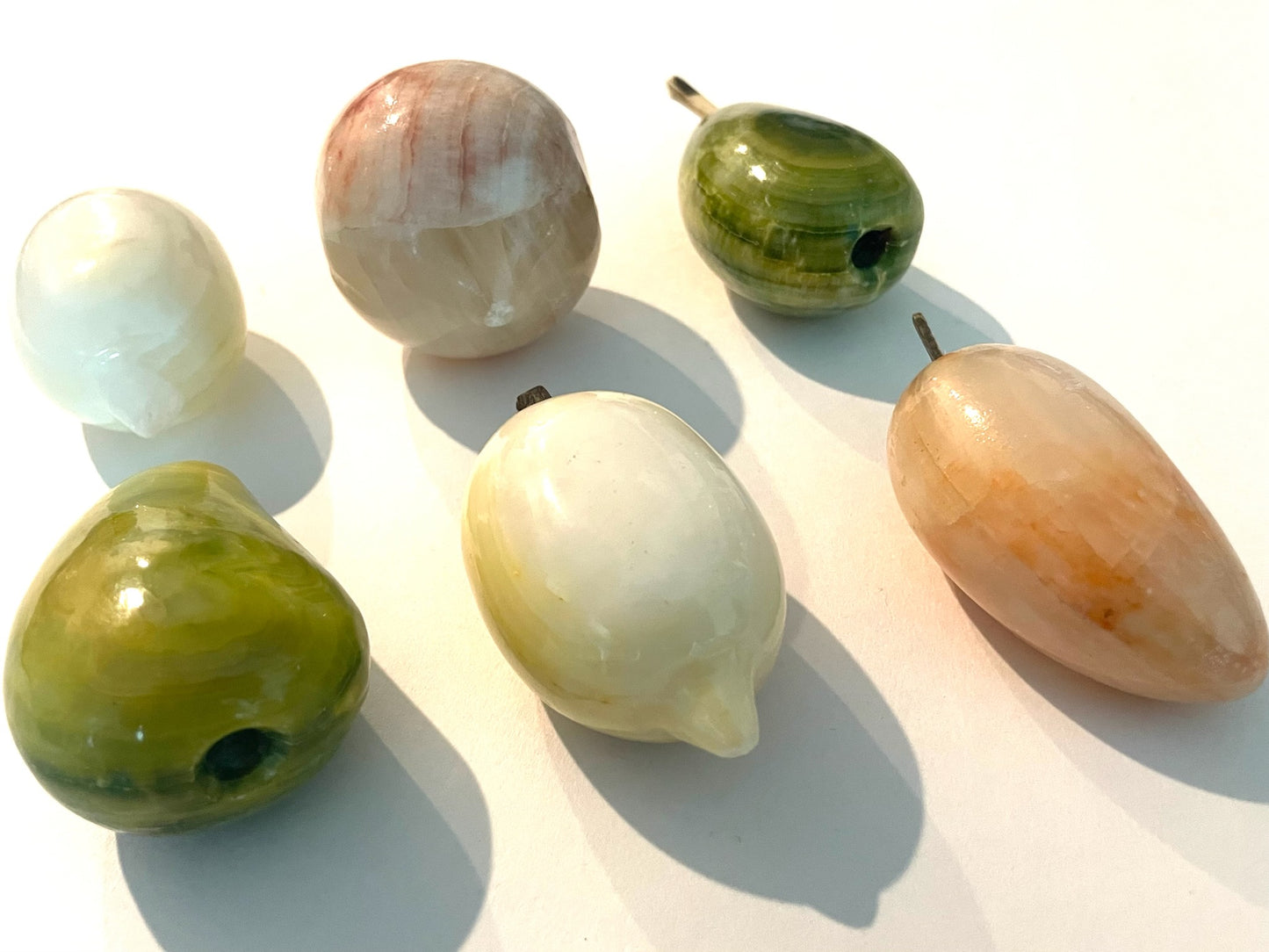 Hard Stone Stemmed Various Fruits Group Chalcedony Style