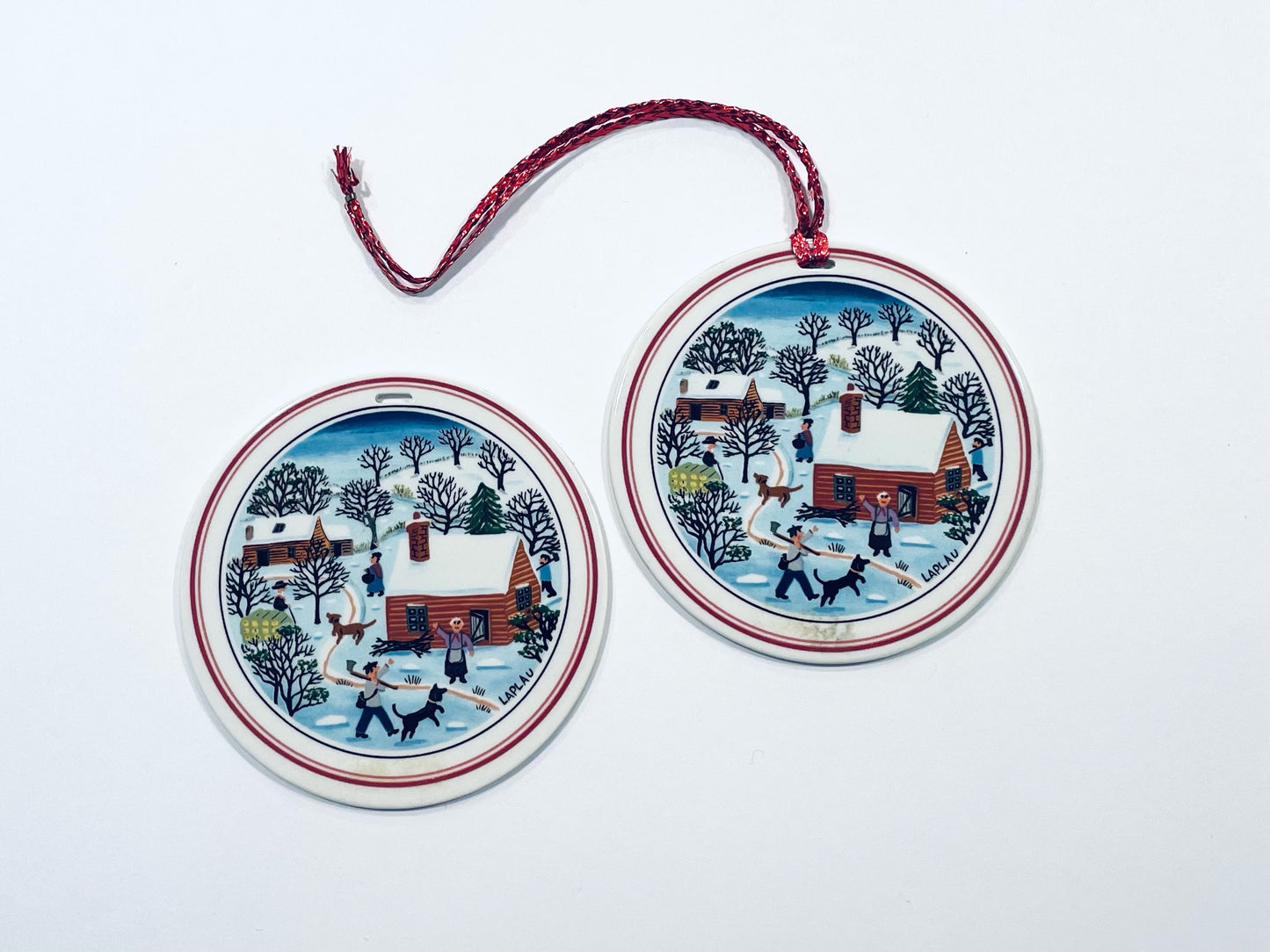 Gerard Laplau Villeroy and Boch Winter Scene Naif Collection Ornaments