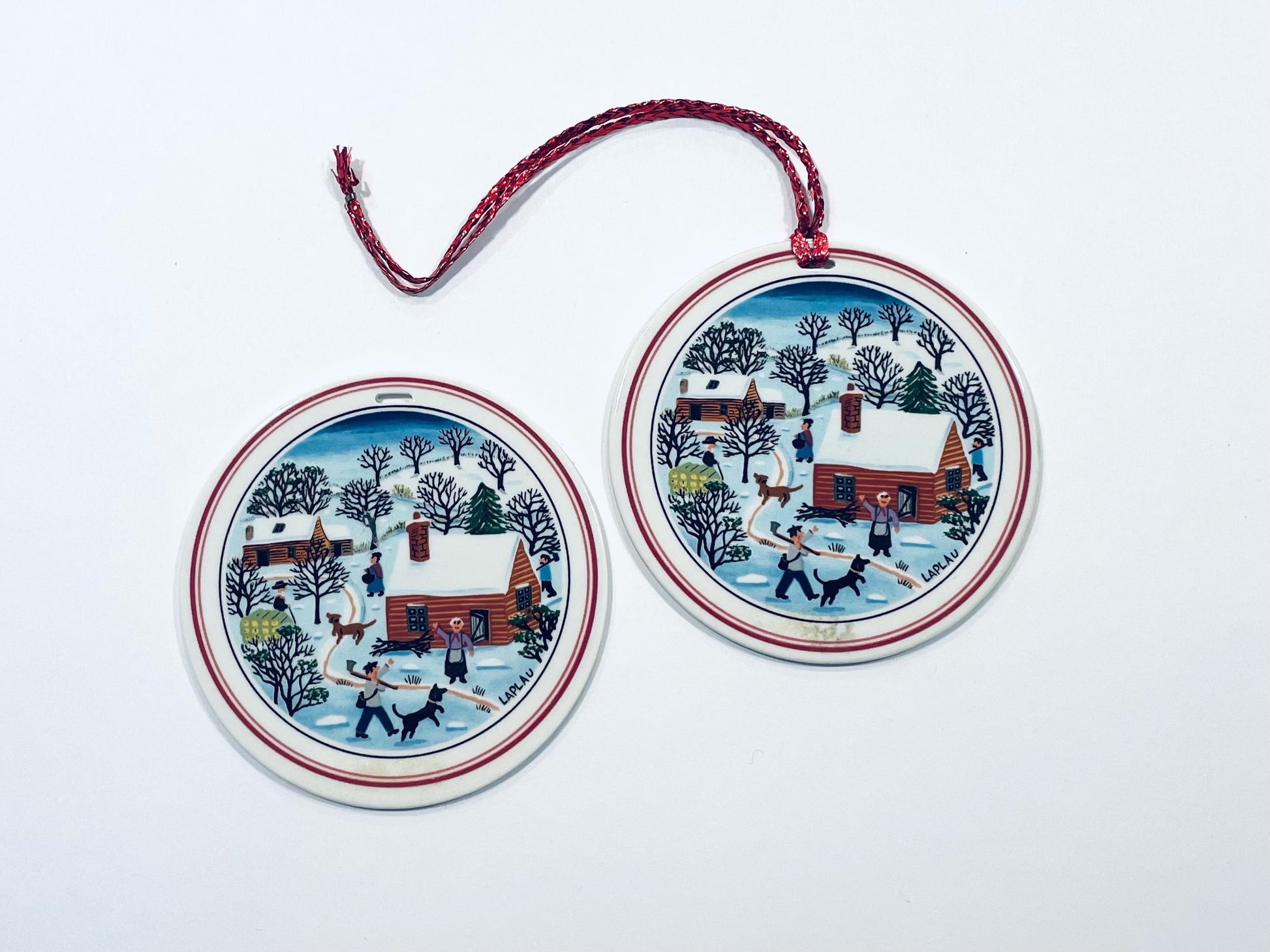 Gerard Laplau Villeroy and Boch Winter Scene Naif Collection Ornaments