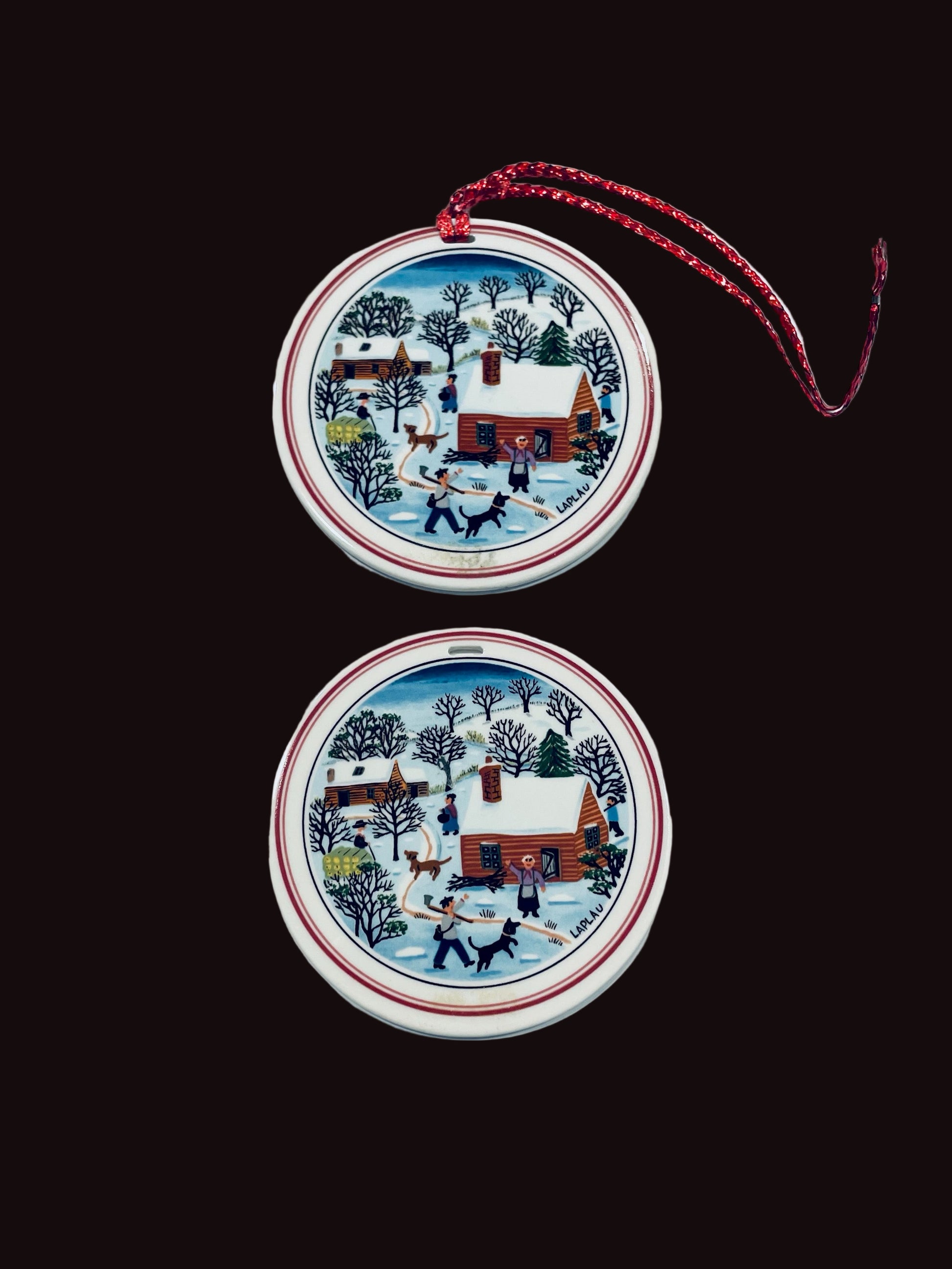 Gerard Laplau Villeroy and Boch Winter Scene Naif Collection Ornaments