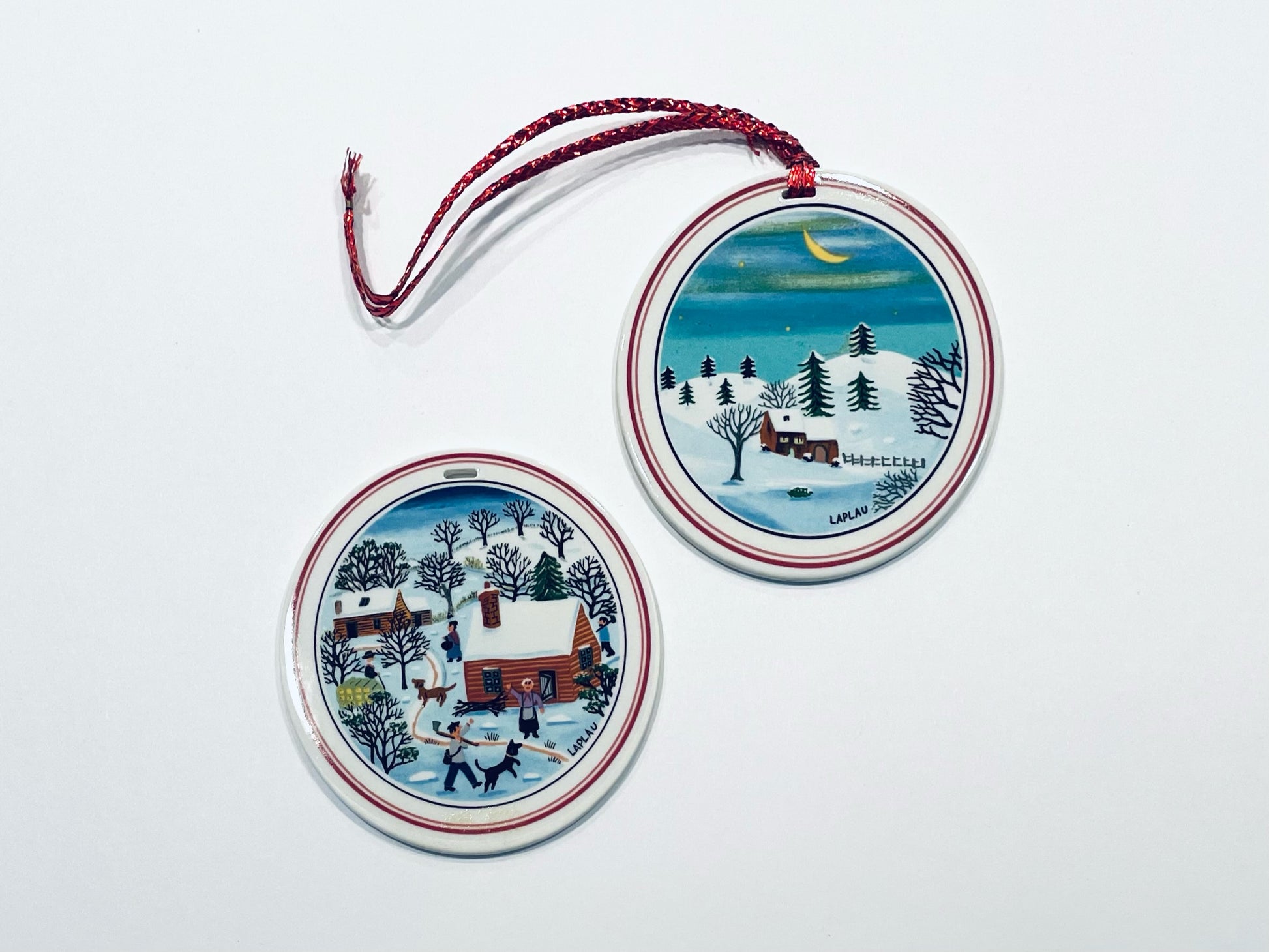 Gerard Laplau Villeroy and Boch Winter Scene Naif Collection Ornaments
