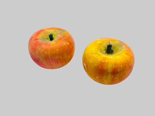 Two Stone Lifesize Stemmed Hand Decorated Apples