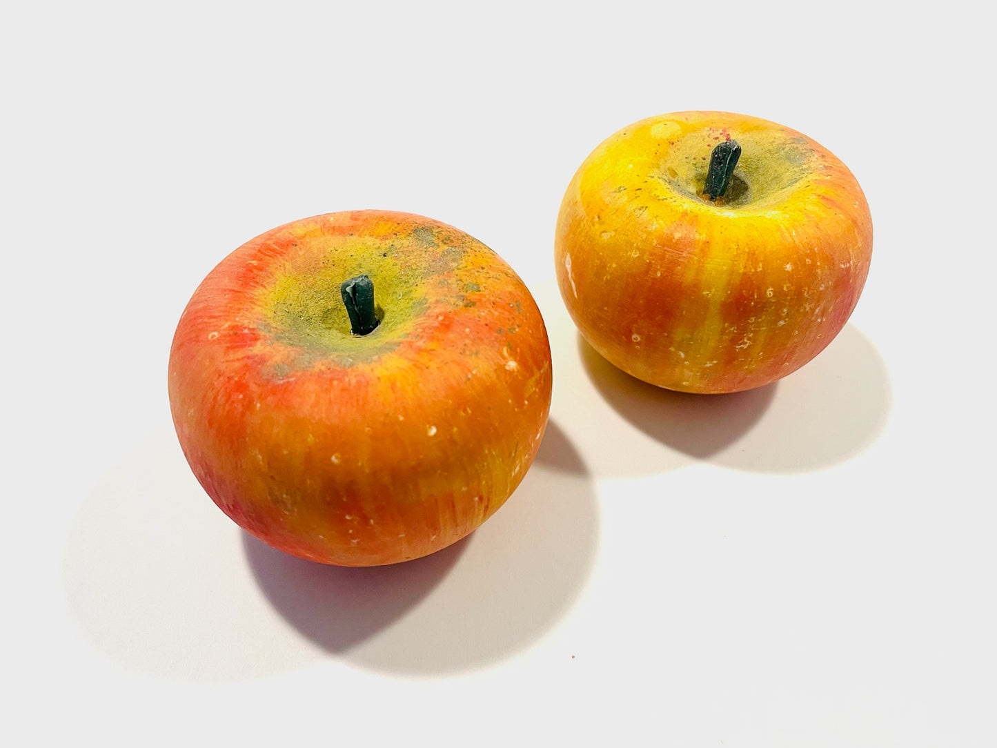 Two Stone Lifesize Stemmed Hand Decorated Apples