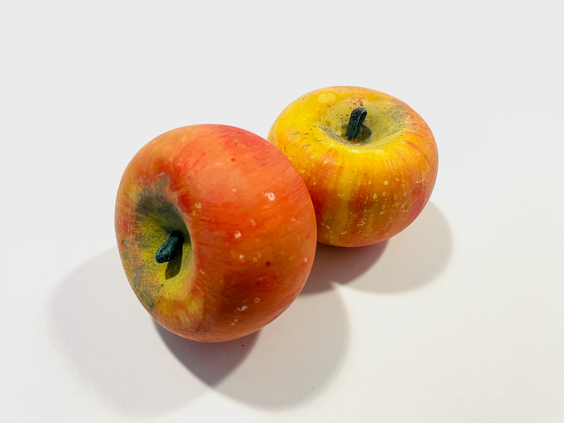 Two Stone Lifesize Stemmed Hand Decorated Apples