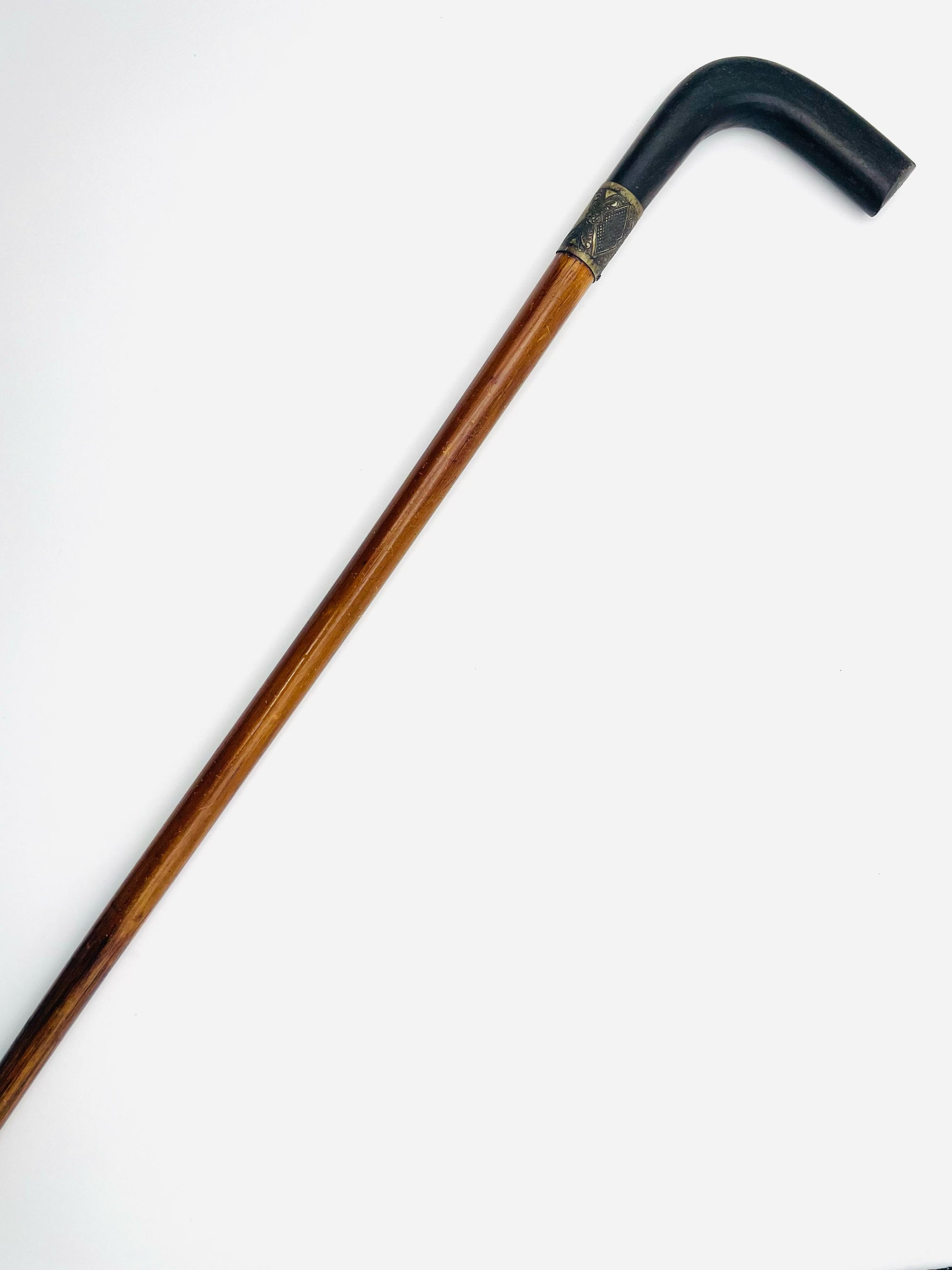 Art Deco Walking Stick Monogram Cane Decortive Metal Ring Accent 