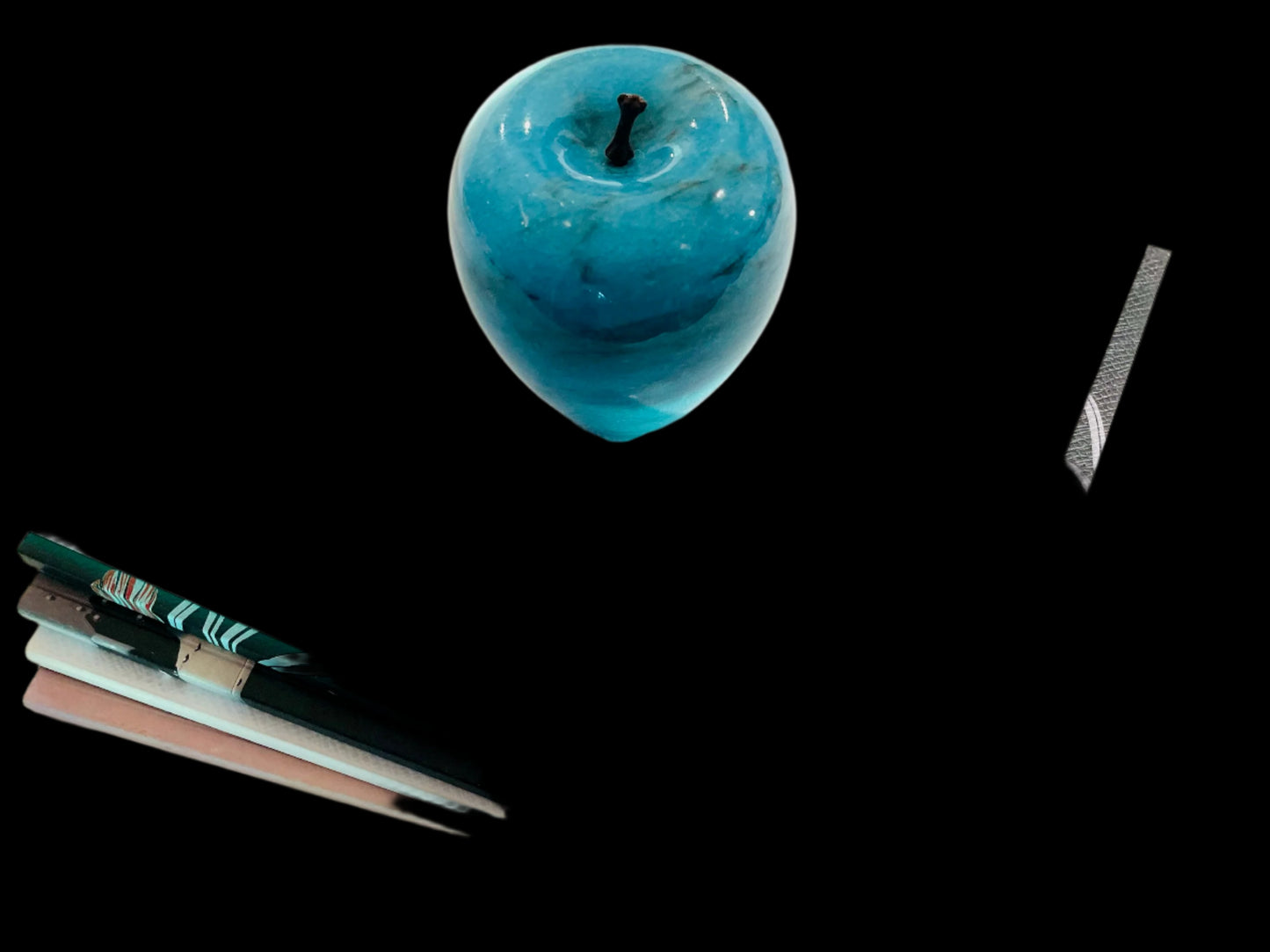 Blue Marble Apple With Stem