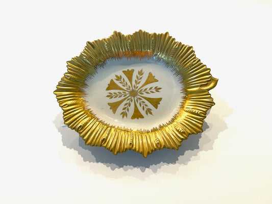 Marboro Italy Sunburst Porcelain Collector Plate Gilt Decorated