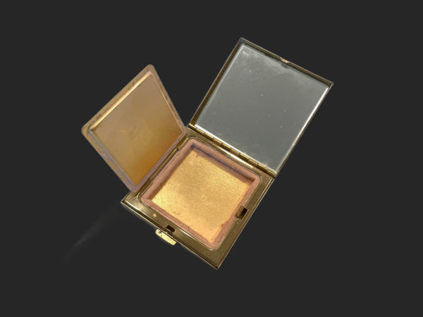 Volupte USA Mid Century Modern Brass Mirrored Miniature Powder Compact