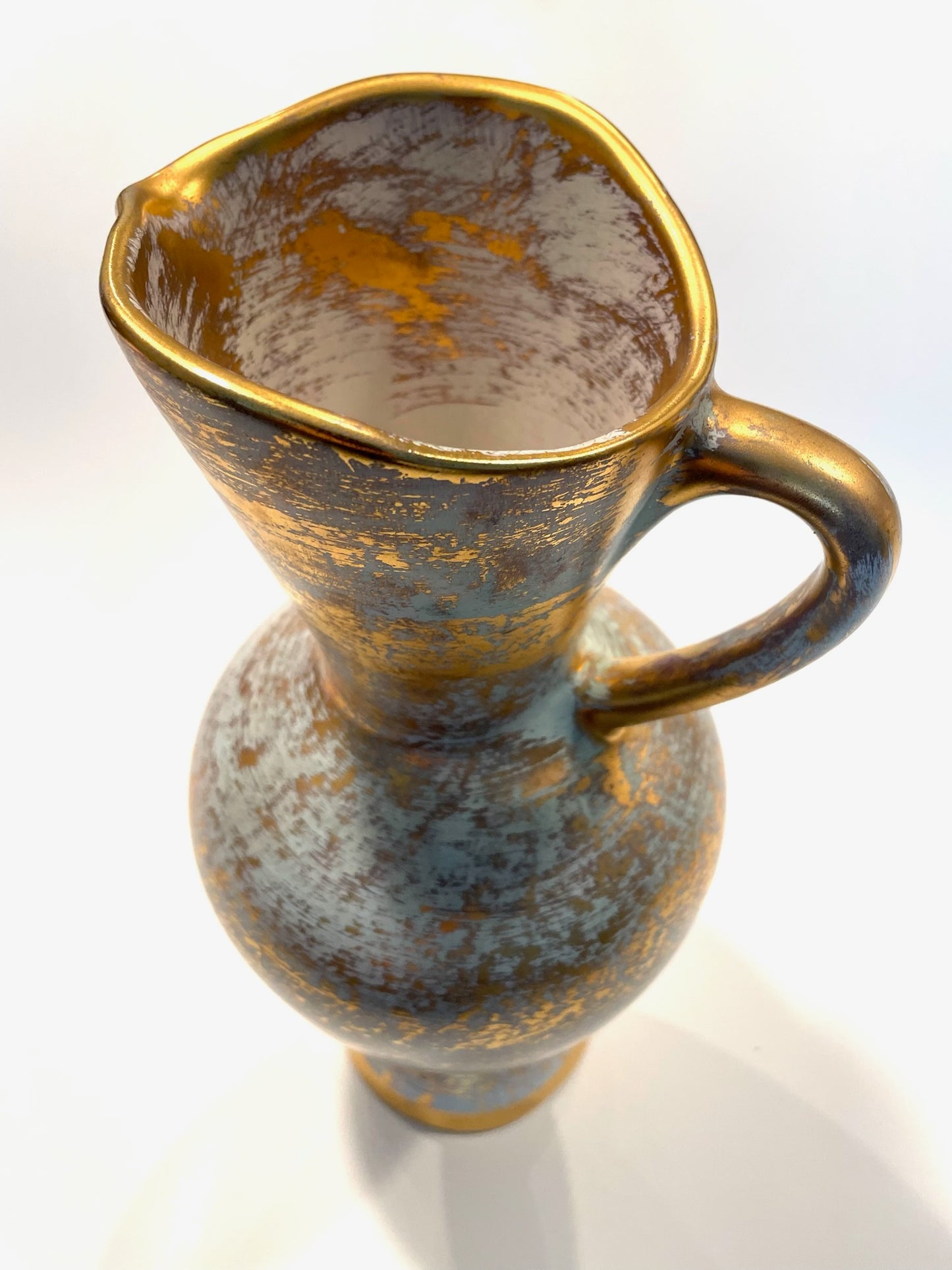 Stangl Hand Painted Antique Gold Ceramic Pitcher Trenton USA