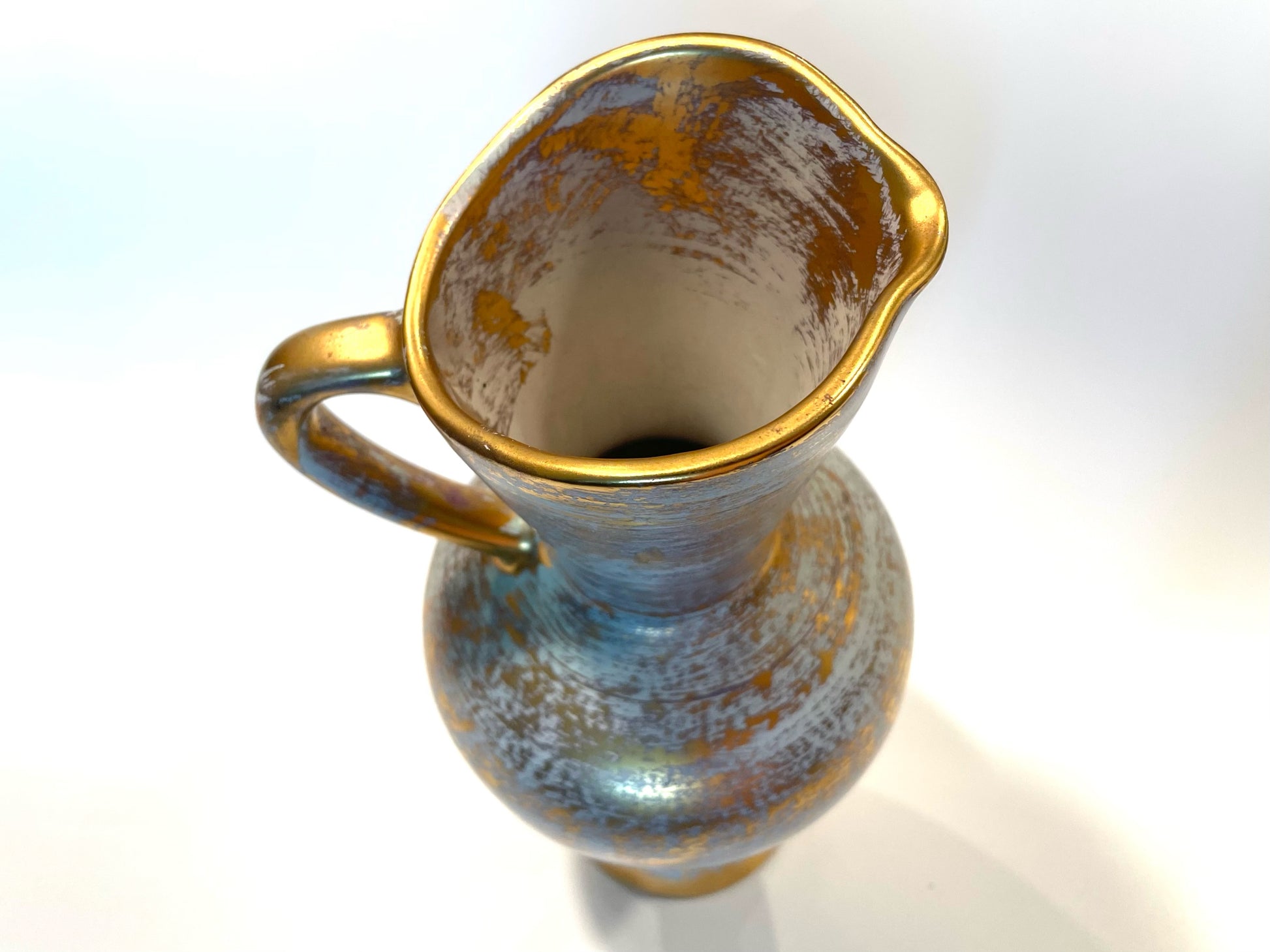 Stangl Hand Painted Antique Gold Ceramic Pitcher Trenton USA