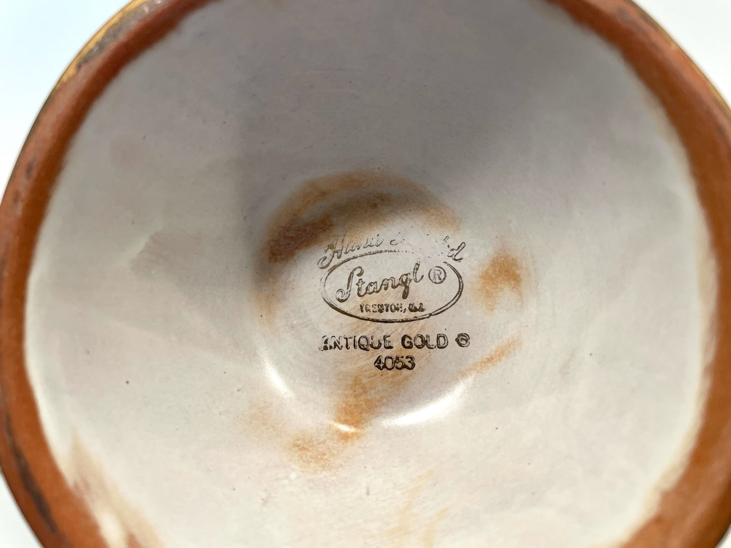 Stangl Hand Painted Antique Gold Ceramic Pitcher Trenton USA