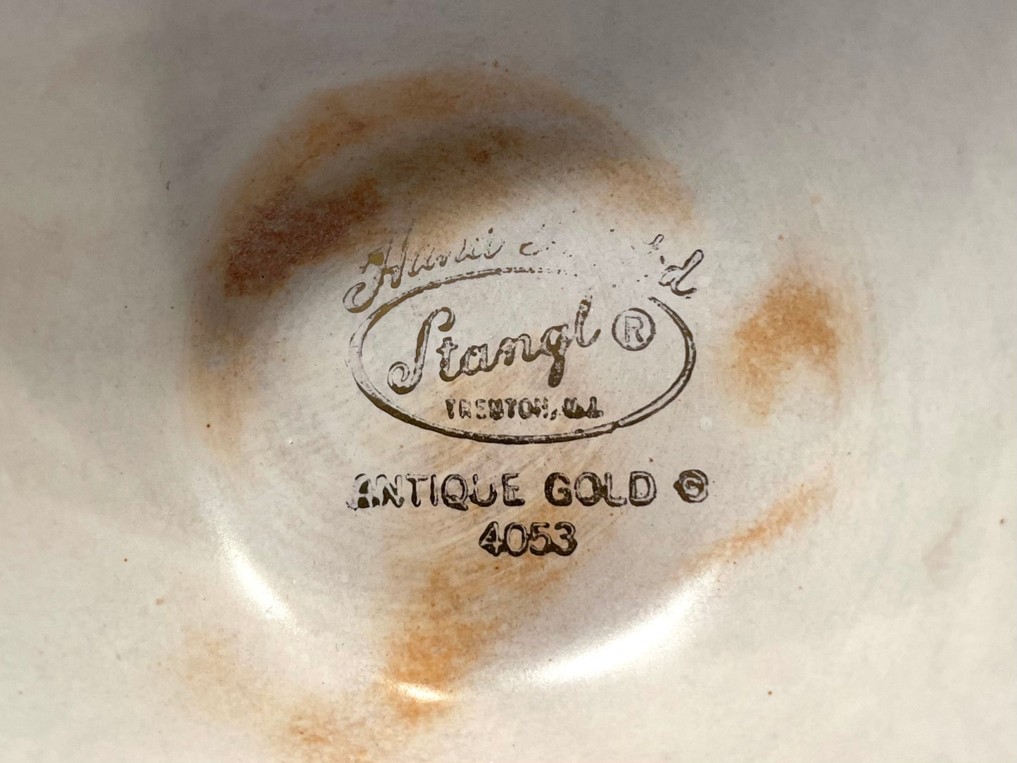 Stangl Hand Painted Antique Gold Ceramic Pitcher Trenton USA