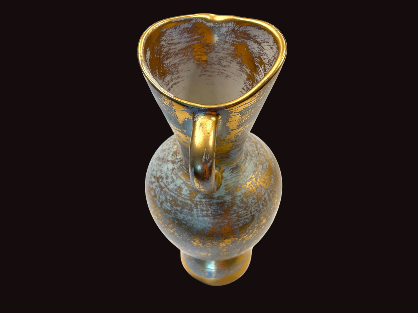 Stangl Hand Painted Antique Gold Ceramic Pitcher Trenton USA