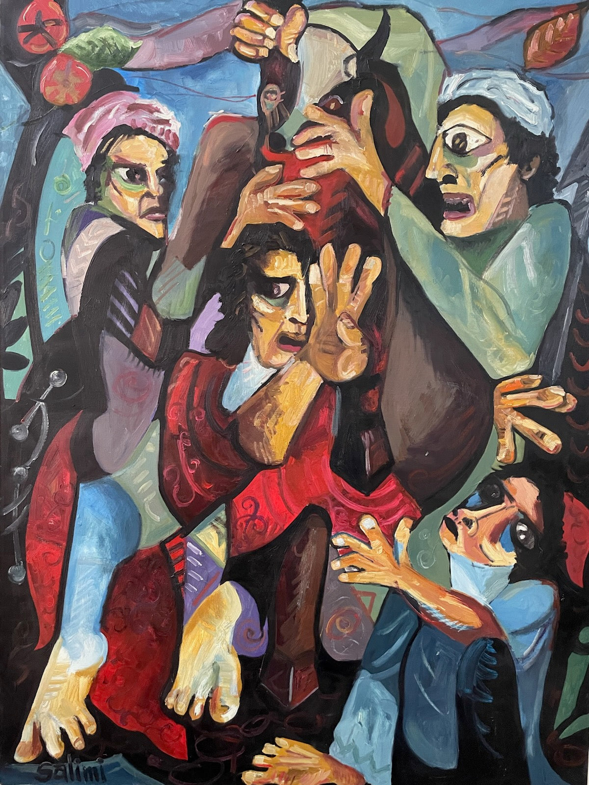 Impressionist Oil On Canvas Signed Salimi Abstract Paining  - Designer Unique Finds 