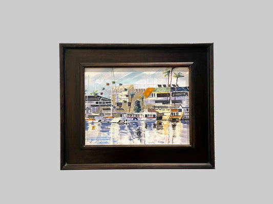 Impressionist Ferris Wheel House Boat California Art Oil On Panel Signed RICE