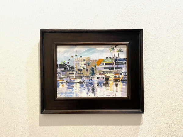 Impressionist Ferris Wheel House Boat California Art Oil On Panel Signed RICE