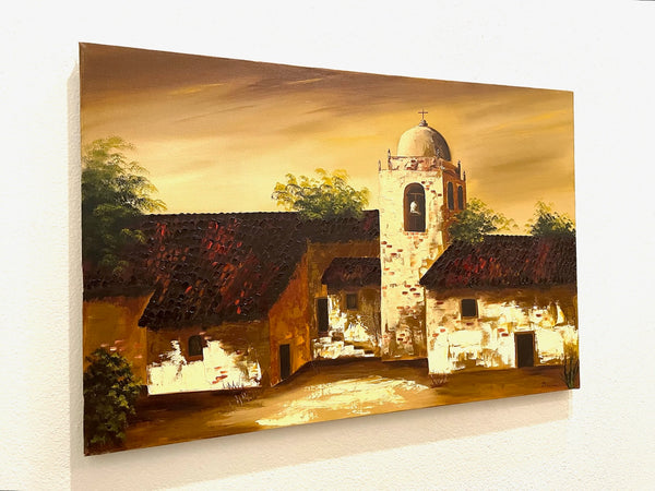 Mission San Carlos Carmel California Impressionist Oil On Canvas Signed Dawn