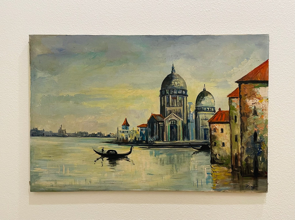 Venice Grand Canal Impressionist Oil On Canvas Painting Signed Bigi