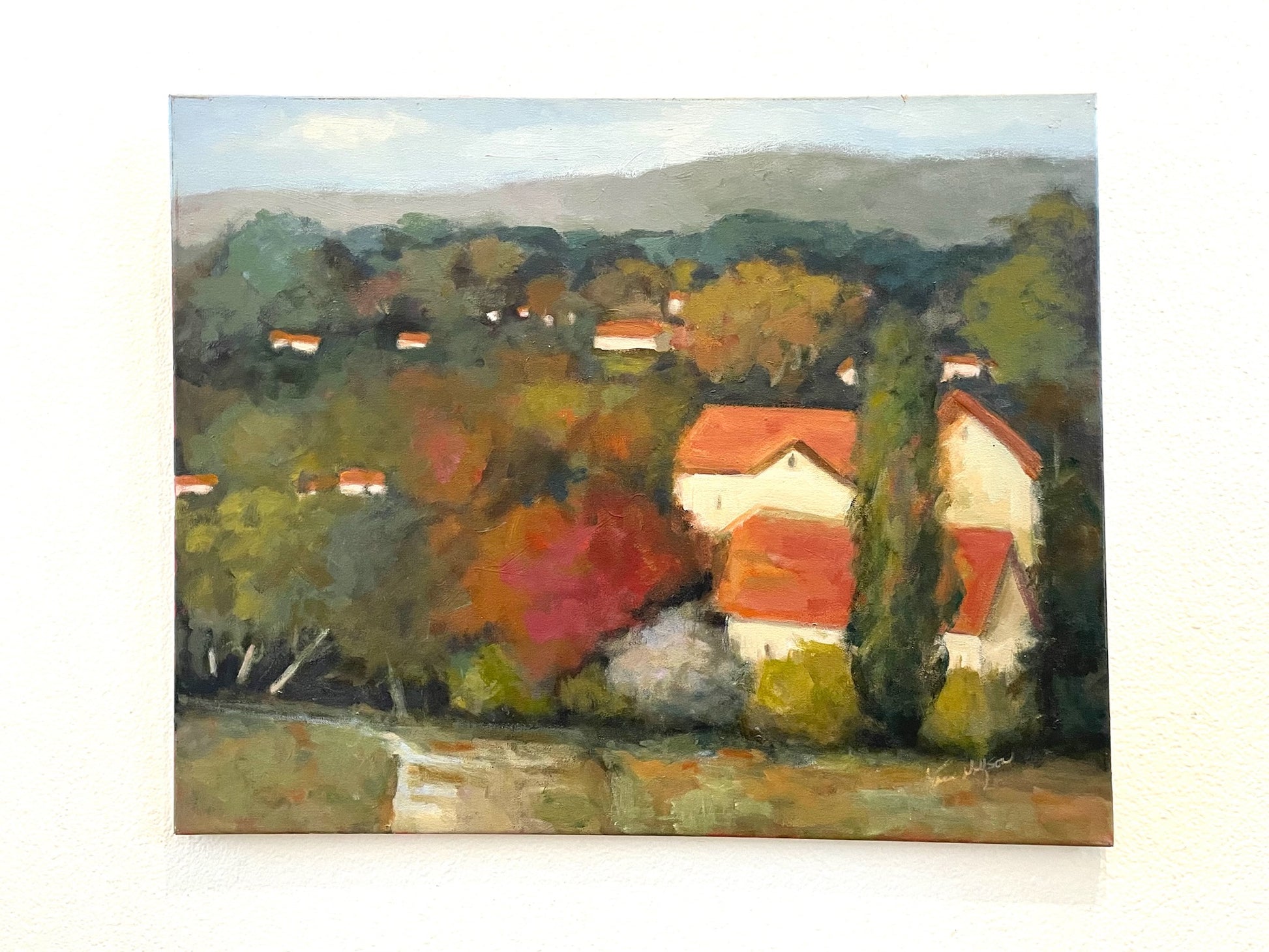 Red Tile Roofs By Karen Wolfson Signed Oil On Canva